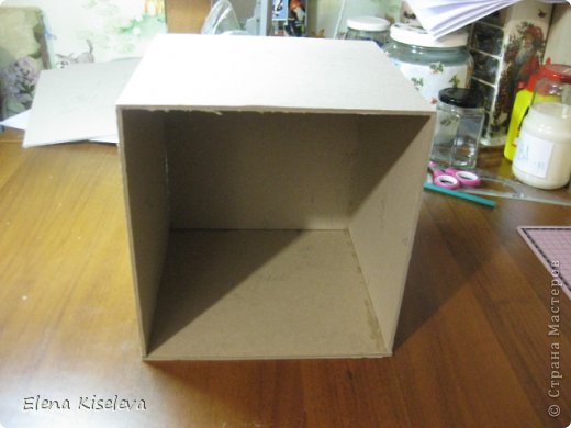  Мастер-класс: Коробочки для хранения салфеток. МК. Бумага, Картон, Клей, Ткань. Фото 4