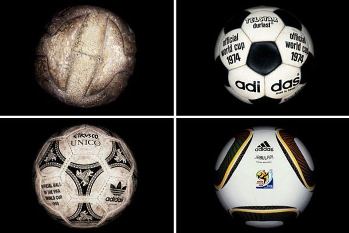 Эволюция мячей со всех Чемпионатов мира по футболу с 1930 года